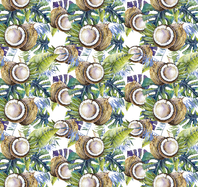 Rolgordijn voor het raam Kokosnoten en hun bladeren