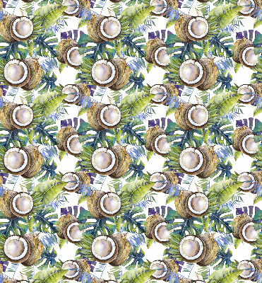 Rolgordijn voor het raam Kokosnoten en hun bladeren