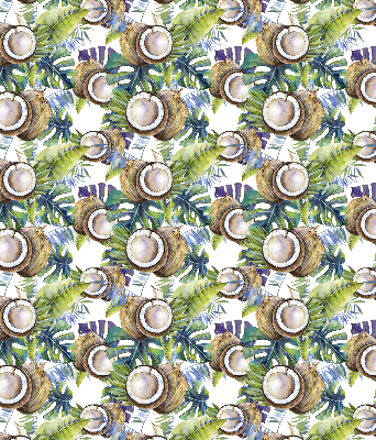 Rolgordijn voor het raam Kokosnoten en hun bladeren