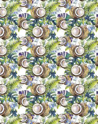 Rolgordijn voor het raam Kokosnoten en hun bladeren