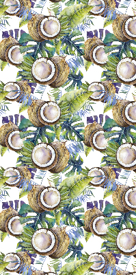 Rolgordijn voor het raam Kokosnoten en hun bladeren