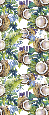 Rolgordijn voor het raam Kokosnoten en hun bladeren