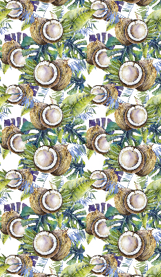 Rolgordijn voor het raam Kokosnoten en hun bladeren