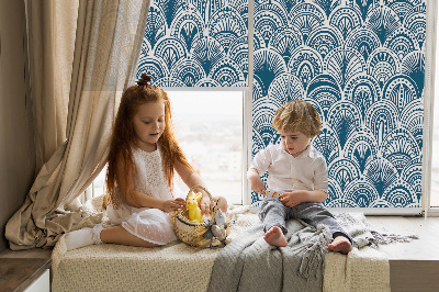 Rolgordijn voor het raam Blauw patroon