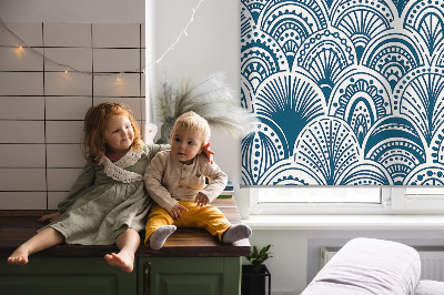 Rolgordijn voor het raam Blauw patroon