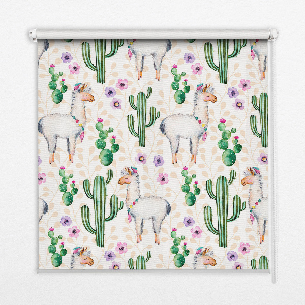 Rolgordijn verduisterend Lama's en cactussen