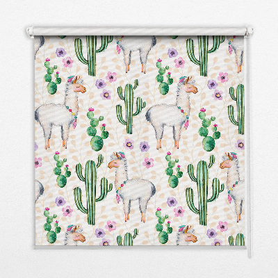 Rolgordijn verduisterend Lama's en cactussen