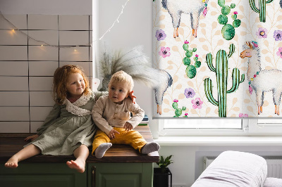 Rolgordijn verduisterend Lama's en cactussen