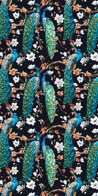 Rolgordijn verduisterend Pauw met bloemen