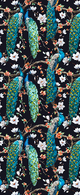 Rolgordijn verduisterend Pauw met bloemen