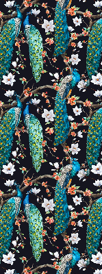 Rolgordijn verduisterend Pauw met bloemen