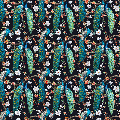 Rolgordijn verduisterend Pauw met bloemen