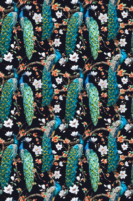 Rolgordijn verduisterend Pauw met bloemen