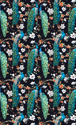 Rolgordijn verduisterend Pauw met bloemen