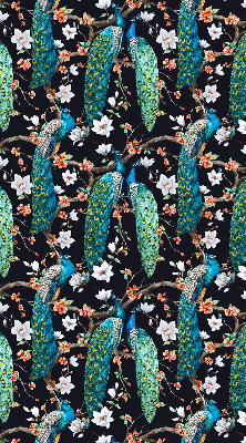 Rolgordijn verduisterend Pauw met bloemen