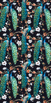 Rolgordijn verduisterend Pauw met bloemen