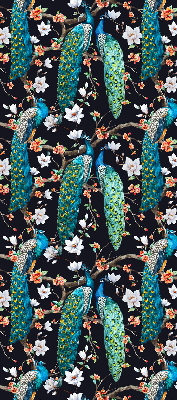 Rolgordijn verduisterend Pauw met bloemen