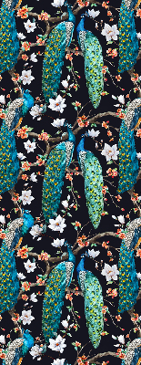 Rolgordijn verduisterend Pauw met bloemen