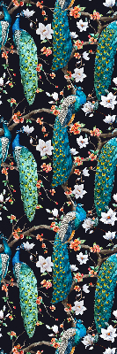 Rolgordijn verduisterend Pauw met bloemen