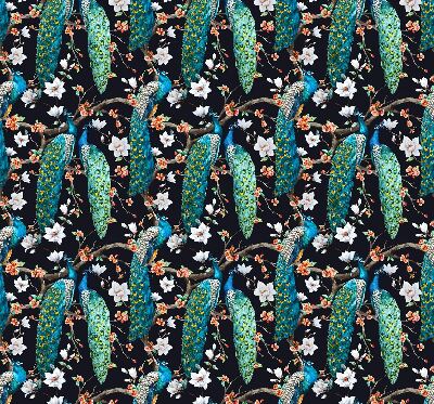 Rolgordijn verduisterend Pauw met bloemen