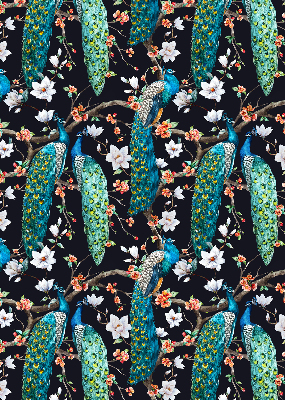 Rolgordijn verduisterend Pauw met bloemen