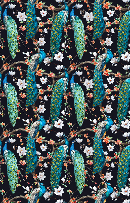 Rolgordijn verduisterend Pauw met bloemen