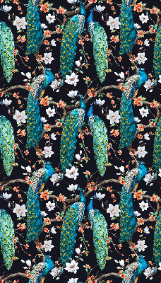 Rolgordijn verduisterend Pauw met bloemen