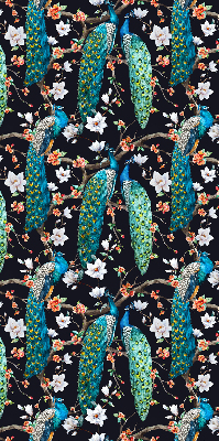 Rolgordijn verduisterend Pauw met bloemen