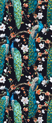 Rolgordijn verduisterend Pauw met bloemen