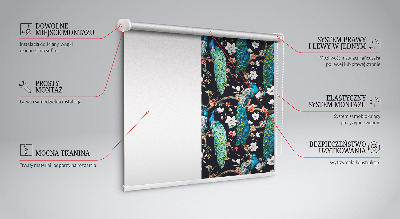 Rolgordijn verduisterend Pauw met bloemen