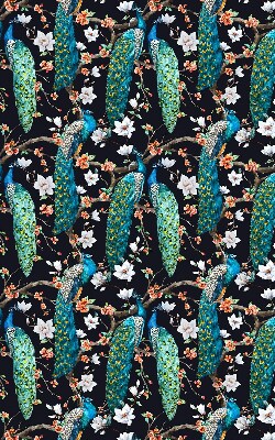 Rolgordijn verduisterend Pauw met bloemen