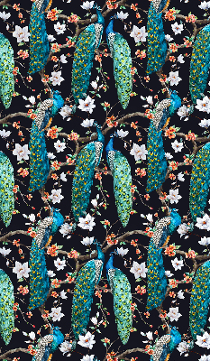 Rolgordijn verduisterend Pauw met bloemen