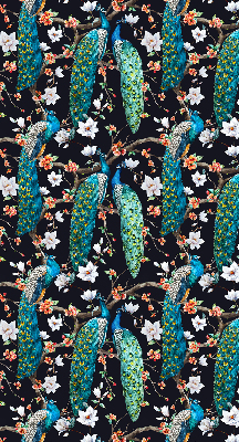 Rolgordijn verduisterend Pauw met bloemen