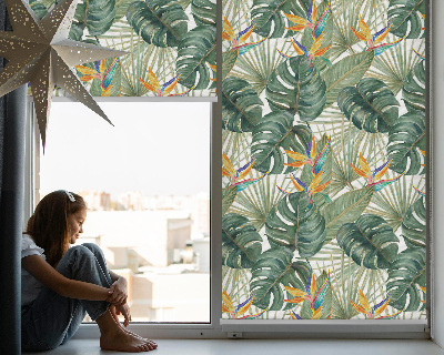 Rolgordijn voor het raam Tropische planten