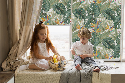 Rolgordijn voor het raam Tropische planten