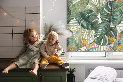 Rolgordijn voor het raam Tropische planten