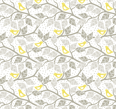 Rolgordijn verduisterend Gele vogels op grijze takken