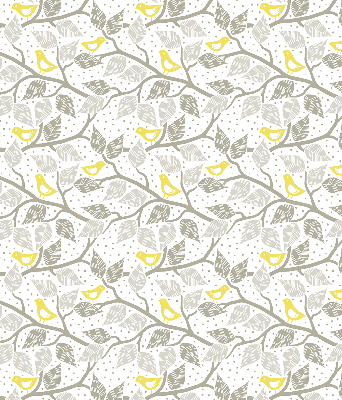 Rolgordijn verduisterend Gele vogels op grijze takken