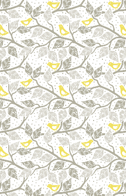 Rolgordijn verduisterend Gele vogels op grijze takken