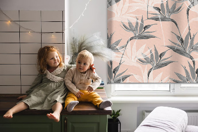 Rolgordijn voor het raam Grijze bloemen