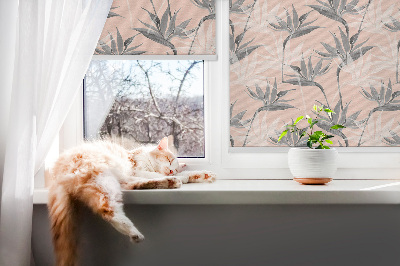 Rolgordijn voor het raam Grijze bloemen