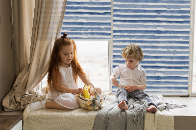 Rolgordijn voor het raam Geschilderde blauwe strepen