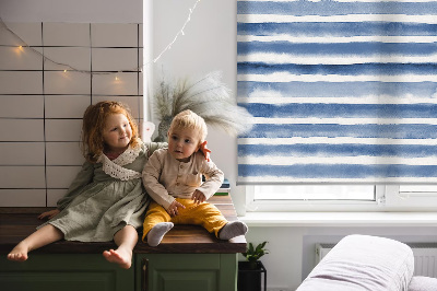 Rolgordijn voor het raam Geschilderde blauwe strepen