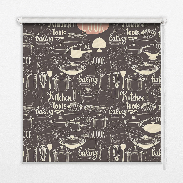 Rolgordijn voor het raam Keukengerei