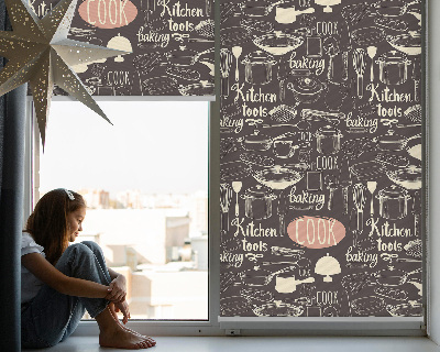 Rolgordijn voor het raam Keukengerei