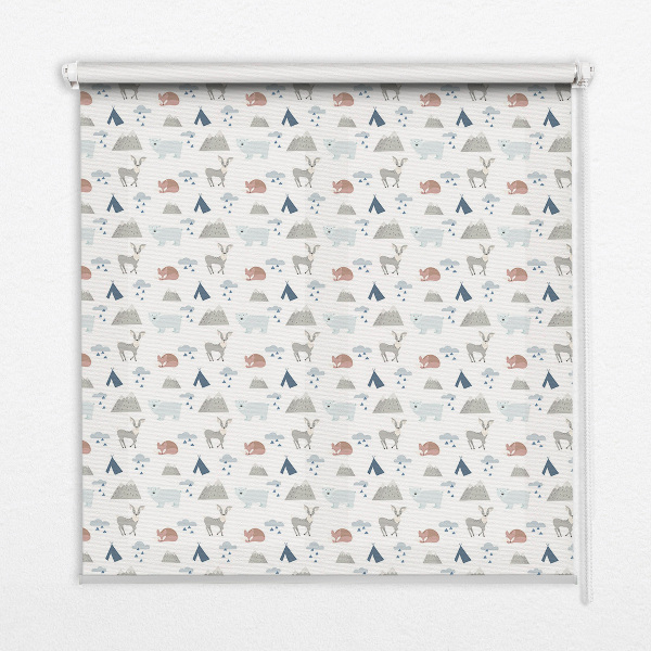 Rolgordijn voor het raam Bergen regen dieren