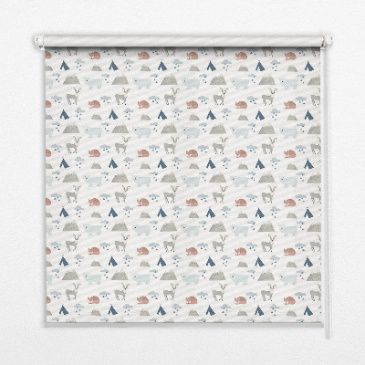 Rolgordijn voor het raam Bergen regen dieren