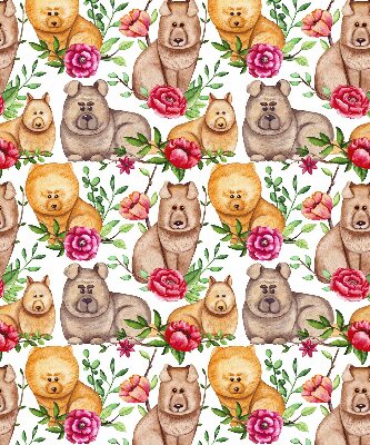 Rolgordijn voor het raam Honden tussen de bloemen