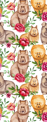 Rolgordijn voor het raam Honden tussen de bloemen