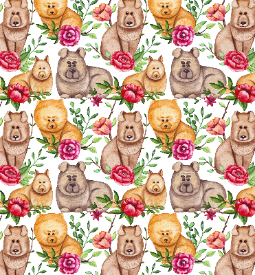 Rolgordijn voor het raam Honden tussen de bloemen